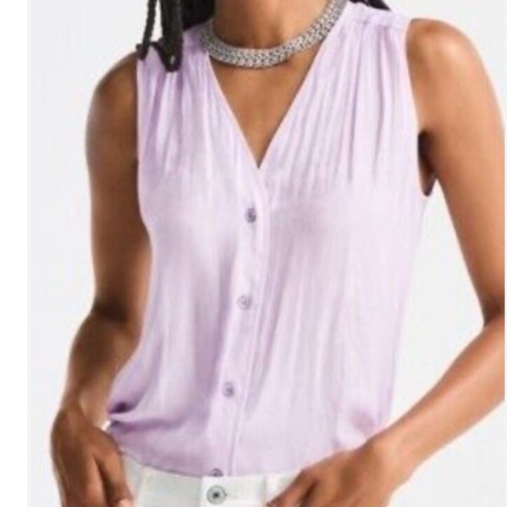 Lavender Sleeveless Button-Up Top